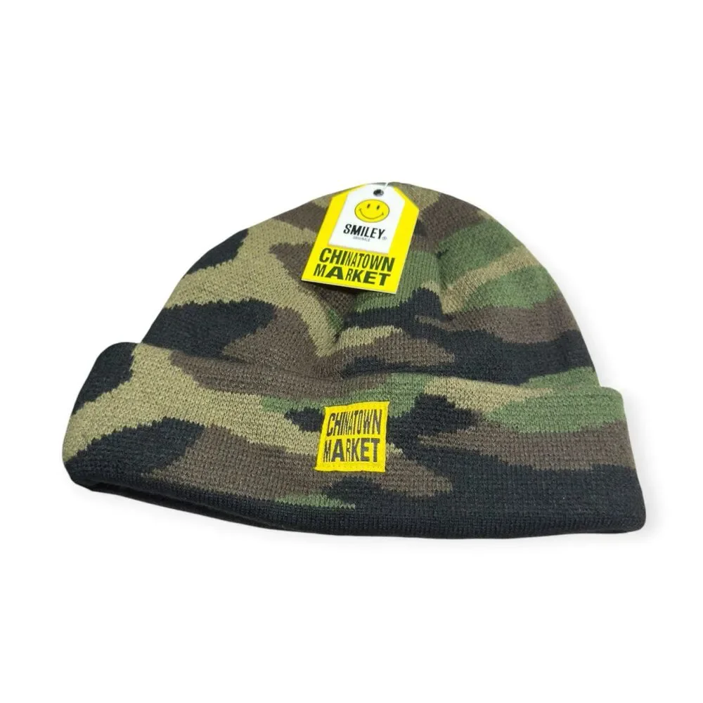 Chinatown Market x Smiley Camo Beanie Vintage Army Green Y2K BNWT